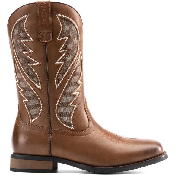 Men\'s Brown Durable Cowboy Classic Slip On Western Boots With Chic Embroidered main image 5